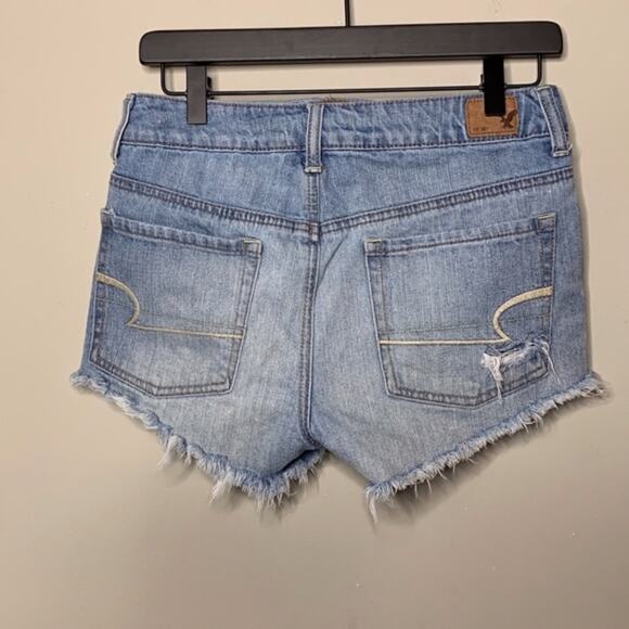 AE Blue Lace Distressed Hi Rise‎ Festival Shorts 2 - Picture 5 of 7